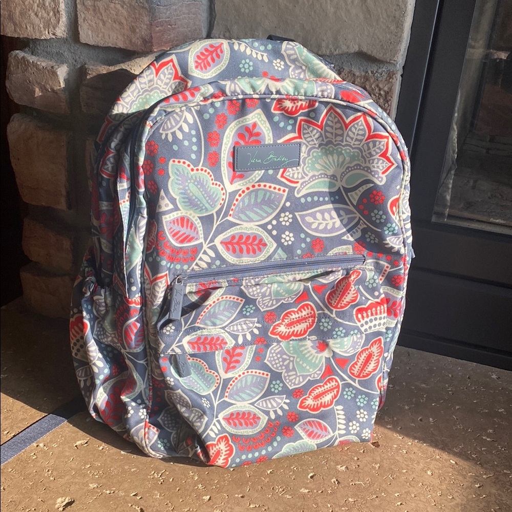 Vera Bradley Backpack Gray with Leaves - Excellent Condition